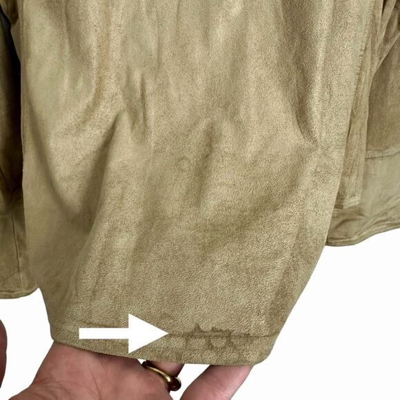 Laura Leigh Limited Camel Western Faux Suede Long Sleeve Button Up Shirt Size XL - Picture 10 of 10